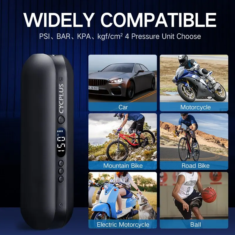 CYCPLUS A2 Air Compressor Wireless Bicycle Pump for Car Tire High Pressure 150psi Portable Smart Air Inflator for MTB Bike Ball Air Pump