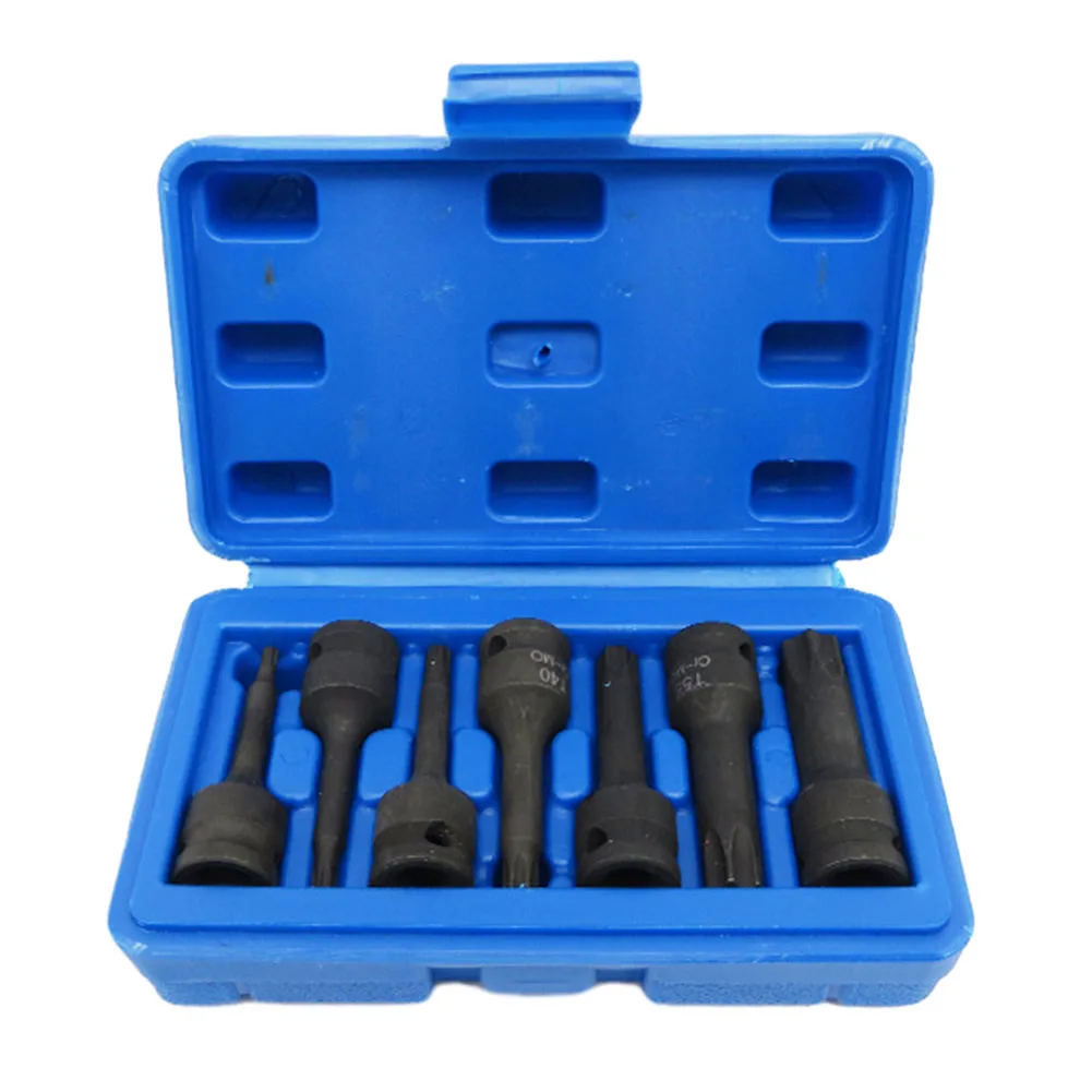 

7Pcs Impact Socket Bits Set T20 T60 Drilled End for Easy Use Reliable for Automotive Industry Construction Home Repair