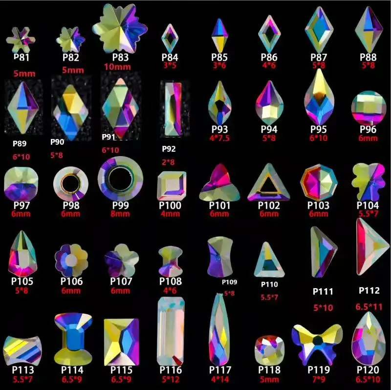 100PCS Rhombolisches Ahornblatt Runde Konzentrische Kreis Kristall Schlanke Strass 3D Maniküre Nail art Dekoration Charms Schmuck – Detail 7