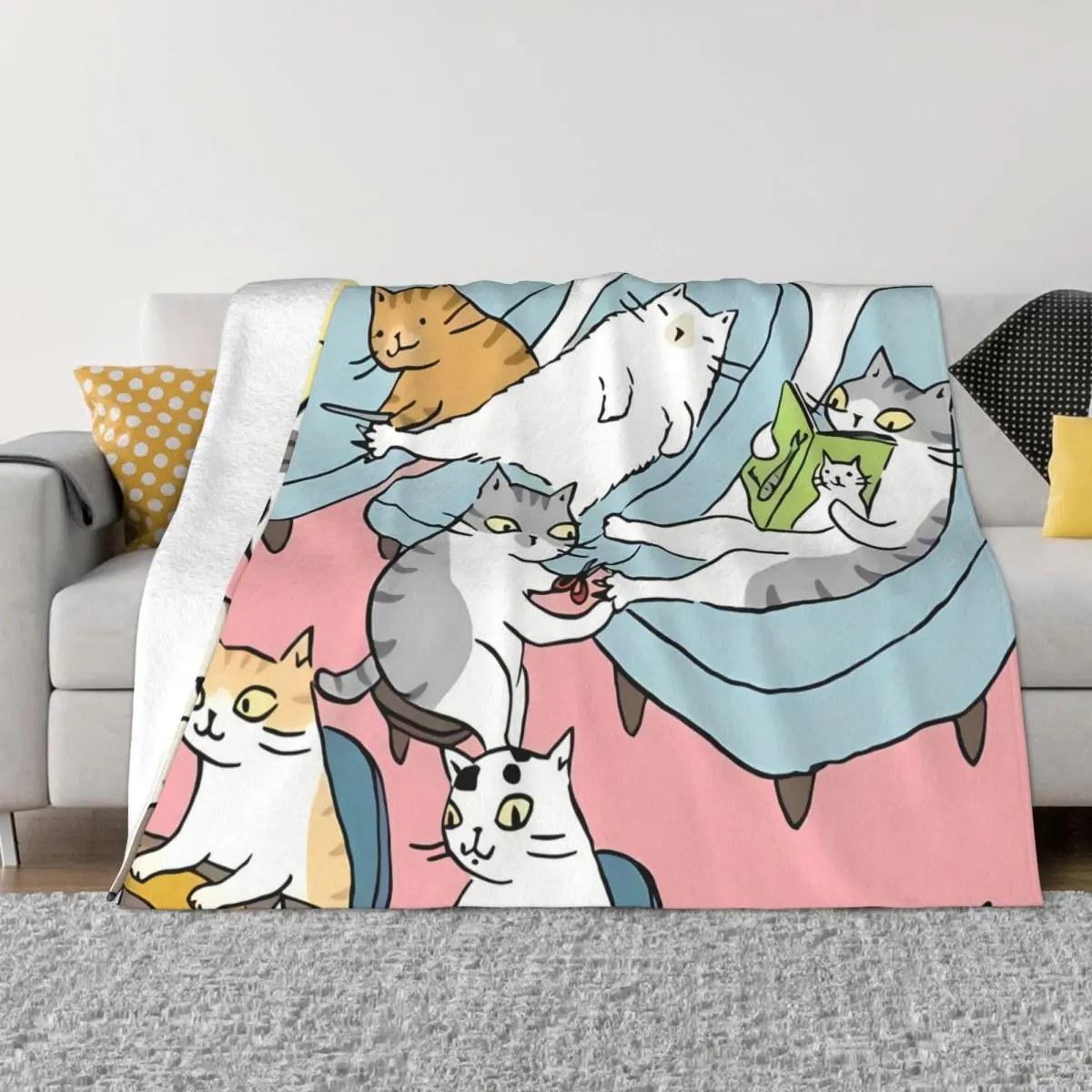 

Blanket Flannel Spring Autumn Cat Salon Warm Throws For Winter Bedding