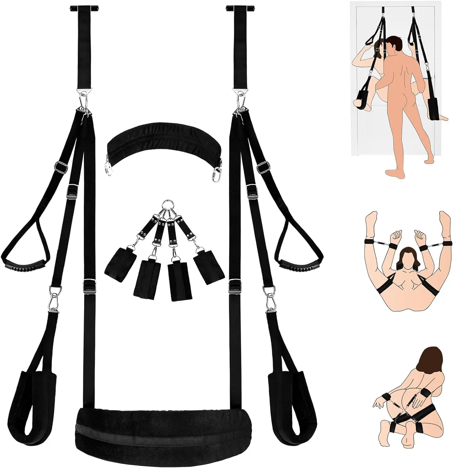 5 in 1 Sex Swing BDSM Bondage Restraints Kit Door Swing and Sex Restraints Wrist and Thigh Ankle Restraint Toys