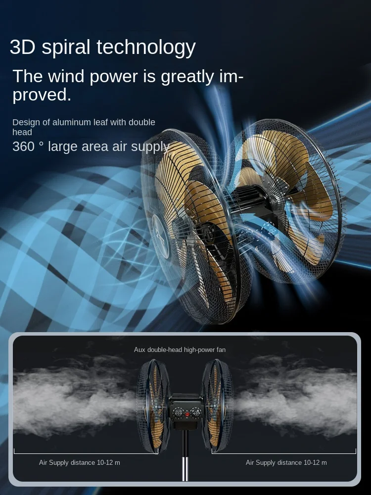Xl Double-Headed Electric Fan Large Wind 360 Rotating Floor Fan High Power