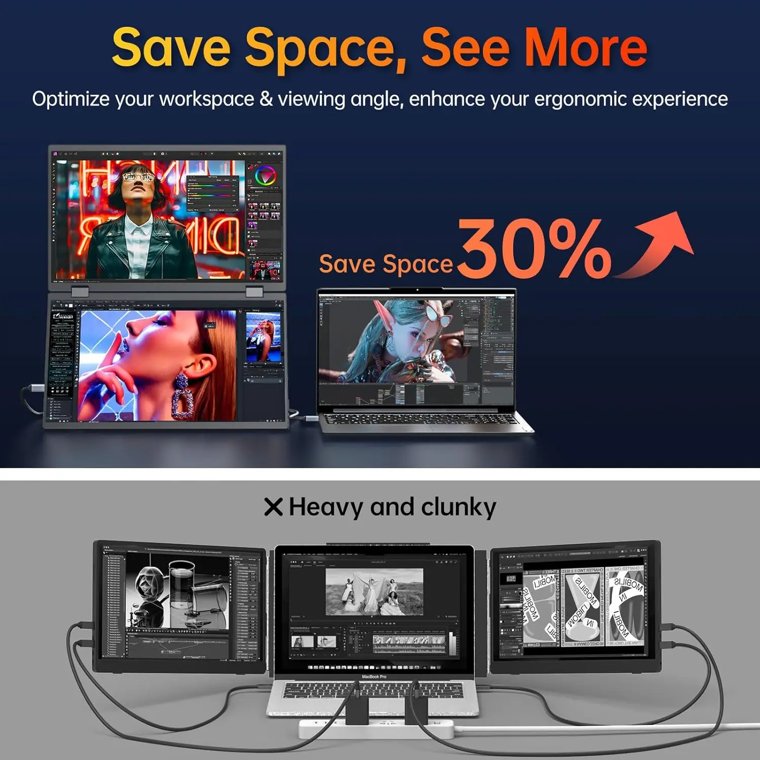 AHXJKA 15.6" Dual FHD Laptop Screen Extender - Image 5