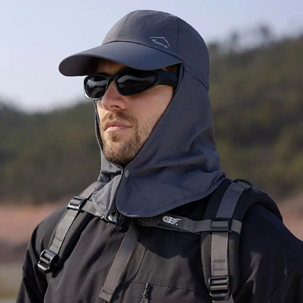 Waterproof Nylon Sun Hat with Detachable Shawl for Men and Women