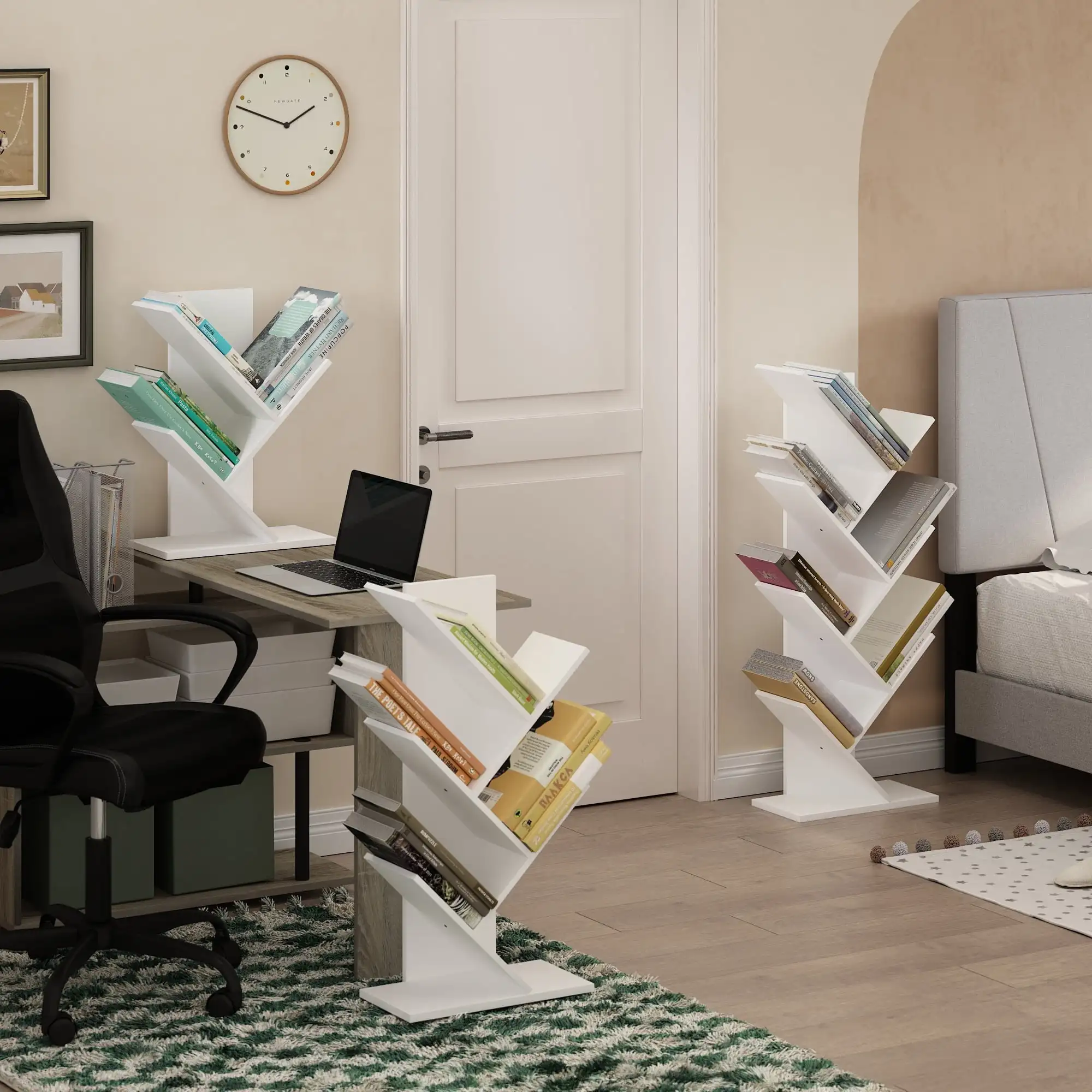 

Furinno Tree Bookshelf 3-Tier Floor Standing Tree Bookcase, White
