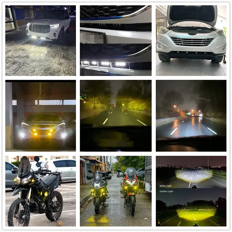 LED Headlight Bumper Fog Lamps 2PCS Projector Lens Work Light Mini Driving Light Auxiliary Lights For Car Motorcycle