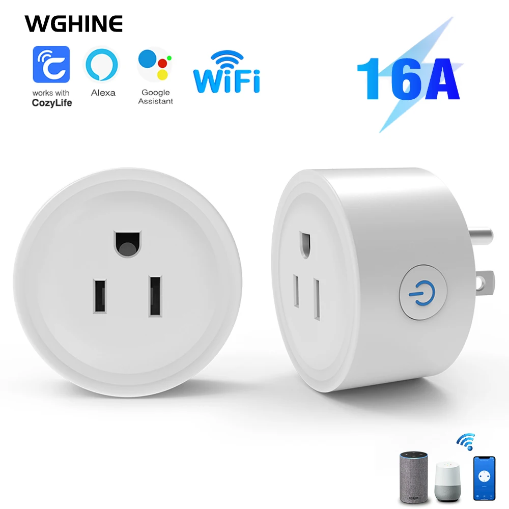 Wghine Wifi Smart Socket Us Plug 16A Cozylife App Telecomando Bidirezionale E Alexa Google Home Control Timer
