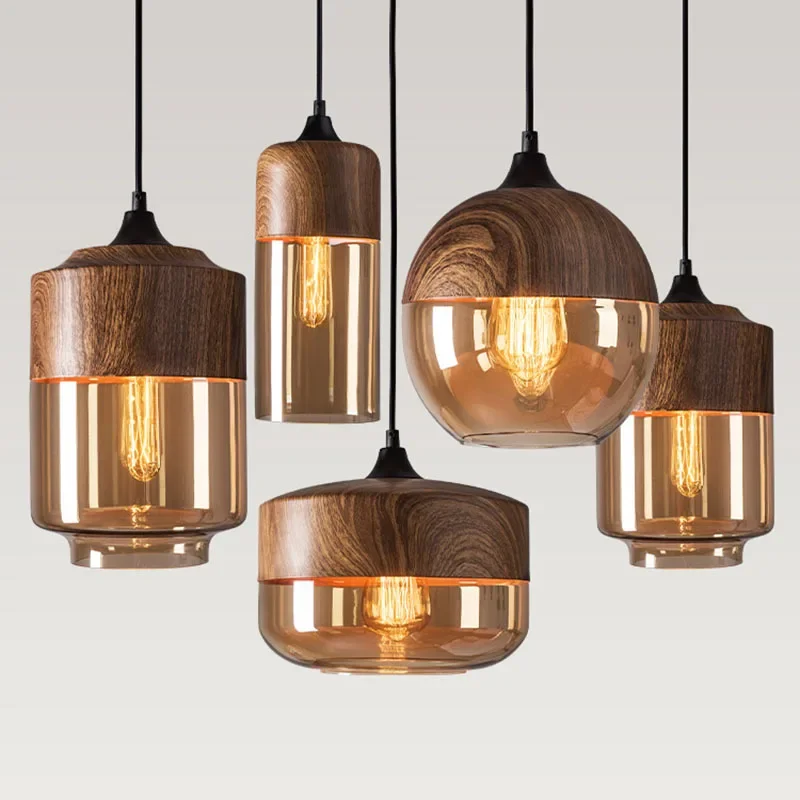 

Nordic Modern Simple Chandelier Creative Vintage Wooden Art Room Decor Lampara Techo Hanging Light for Bedroom Dining Study Lamp