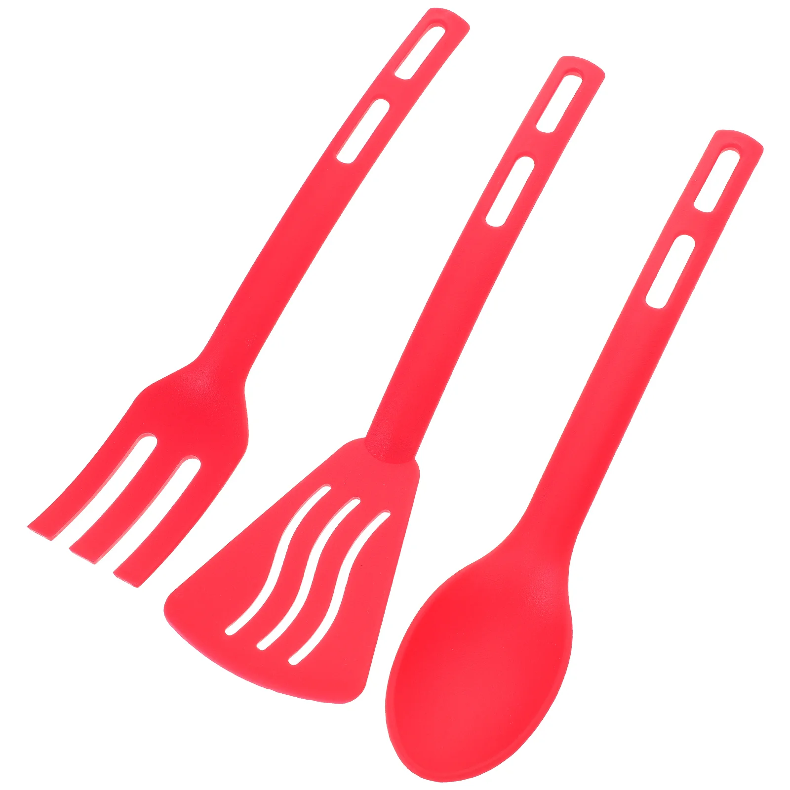 3Pcs Nonstick Cooking Utensils Set Kitchen Tool Red Spoon Spatula Saucepan Fork Turner Cookware Set Dining Bar
