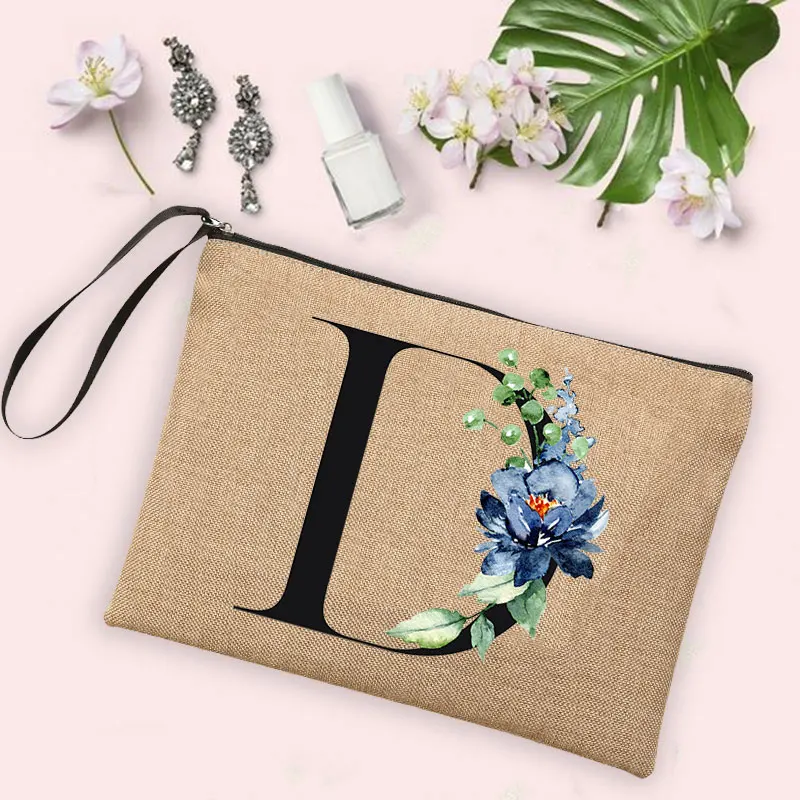 

Alphabet Flower Storage Bag Makeup Brushes Pencil Travel Bags Women's Nessessarie Purses Pouch Complete Makeup Kit Mistress Gift
