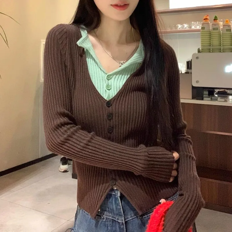 

Boring Honey Shell Fabric Join Together Contrast- Collar New Outerwear Single-Breasted Long Sleeves Korean Reviews Many Clothes