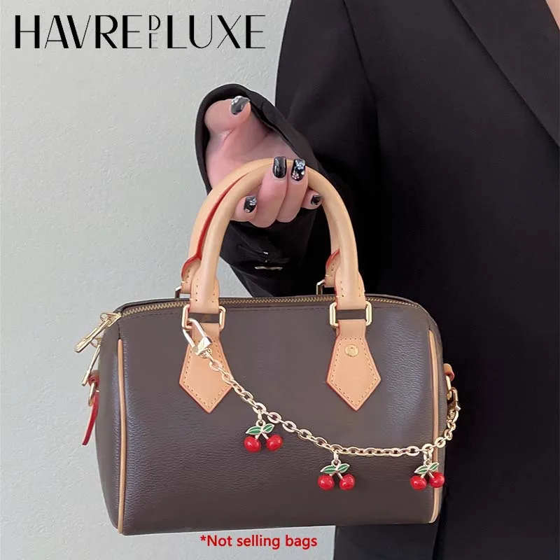 Llavero Colgante De Cereza Para Bolso - Cadena Dorada - Accesorio Decorativo Para Mujer