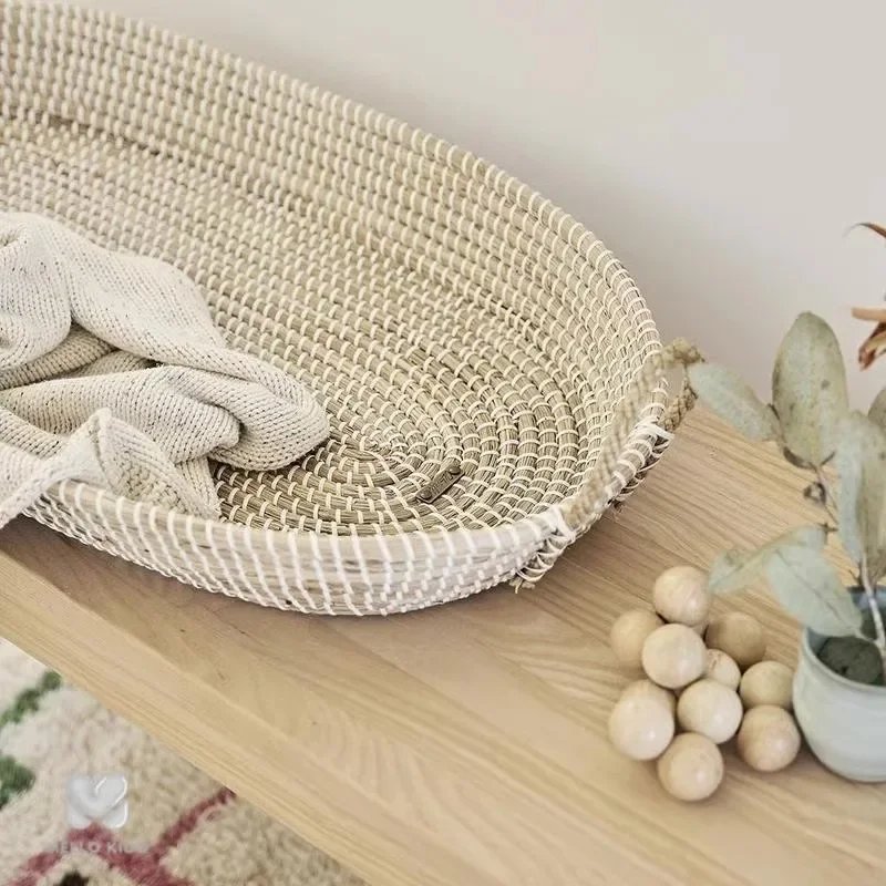 Straw Baby Basket Sleeping Basket Newborn Diaper Changing Tables Handbasket Portable Baby Bed Photo Straw