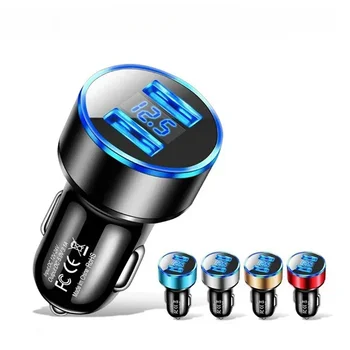 Caricabatteria da auto per accendisigari Smart Phone Adattatore USB Caricatore per telefono cellulare Dual USB Display digitale Voltmetro Ricarica rapida
