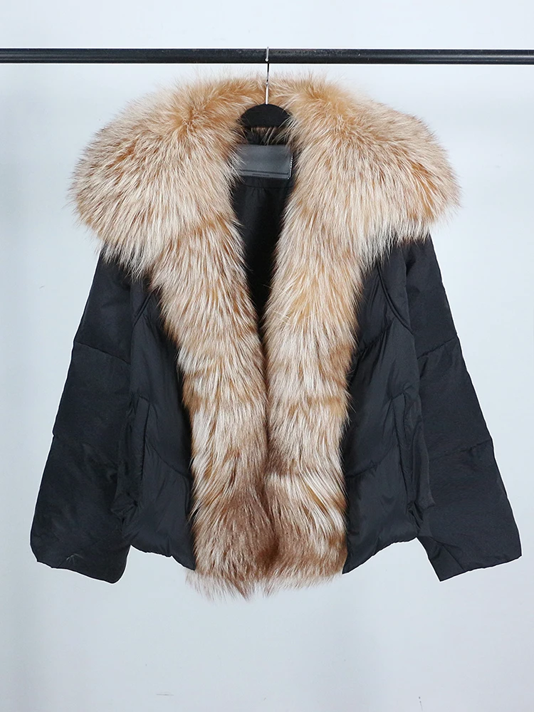 

MENINA BONITA 2022 White Duck Down Jacket Winter Women Warm Loose Coat Big Natural Real Fox Fur Collar Luxury Outerwear Fashion