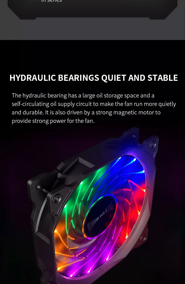 B12025 PC Case Fan 120mm 12V 4Pin Vortex Light Effects Shockproof Silent High Pe