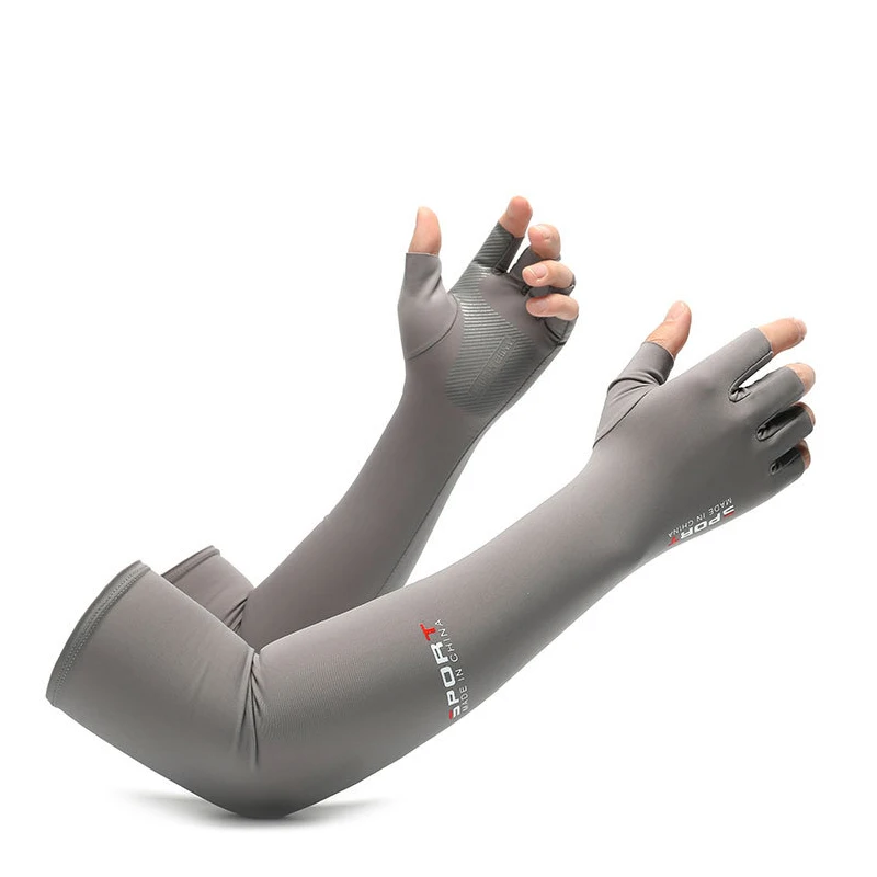 

Sunscreen Five Finger Ice Sleeve Outdoor Cycling Driving Anti-skid Fishing Cool Feeling Half Finger Ice Silk Sunscreen Gloves
