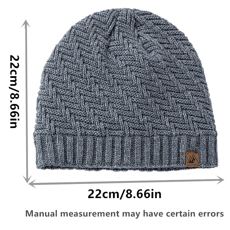 Hot Sale Unisex Peak Labal Winter Hats Fashion Knitted Hats For Men Women Beanie Cap Outdoor Plush Fur Lined Warm Sports Hat