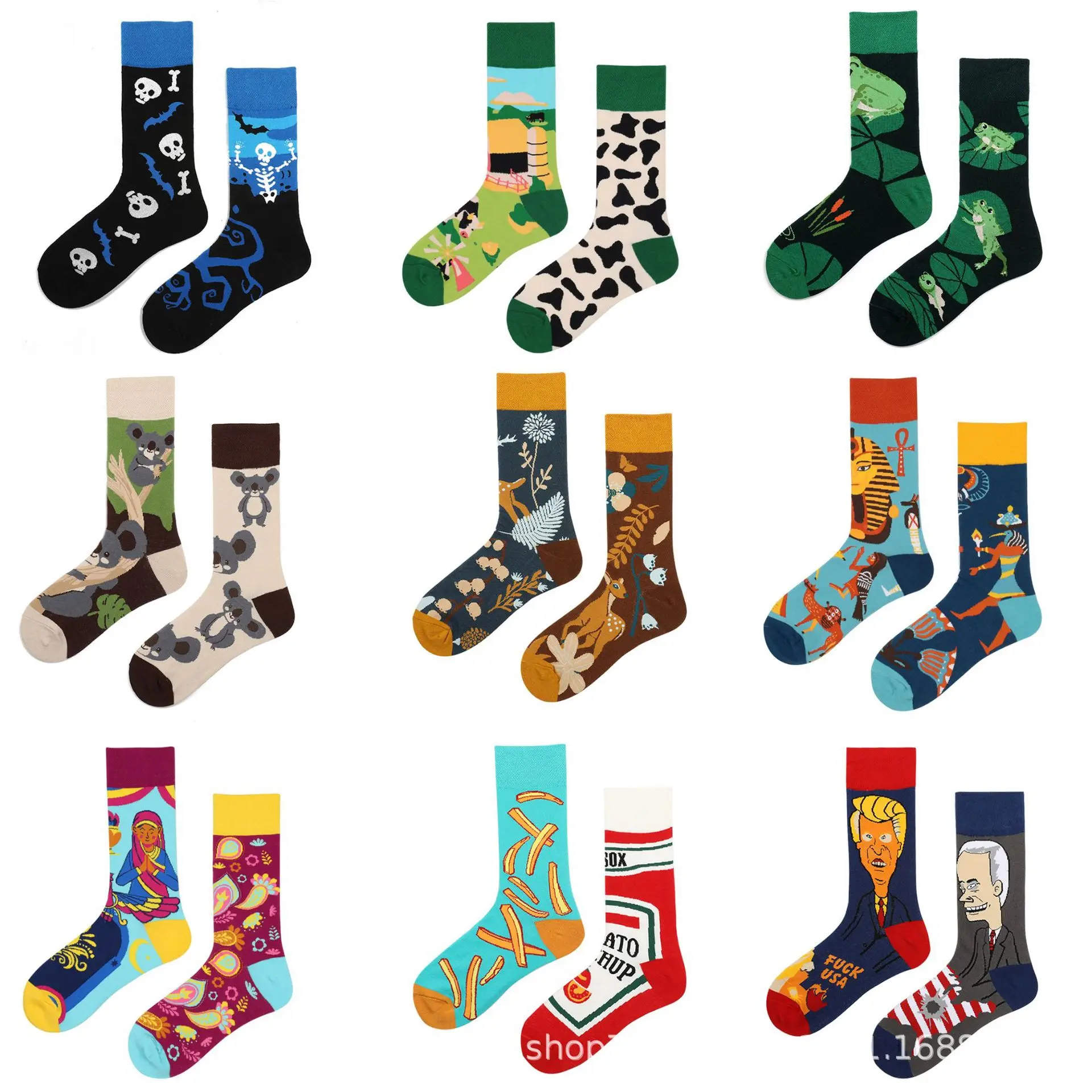 Mandarin duck asymmetric ab socks net red ins animal and plant in the tube cartoon fashion sports cotton | Мужская одежда