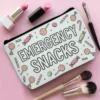 1Pc Emergency Snacks Pattern Reusable Cosmetic Bag Durable And Stylish With Zipper Portable Women'S Cosmetic Bag Suitable For 3