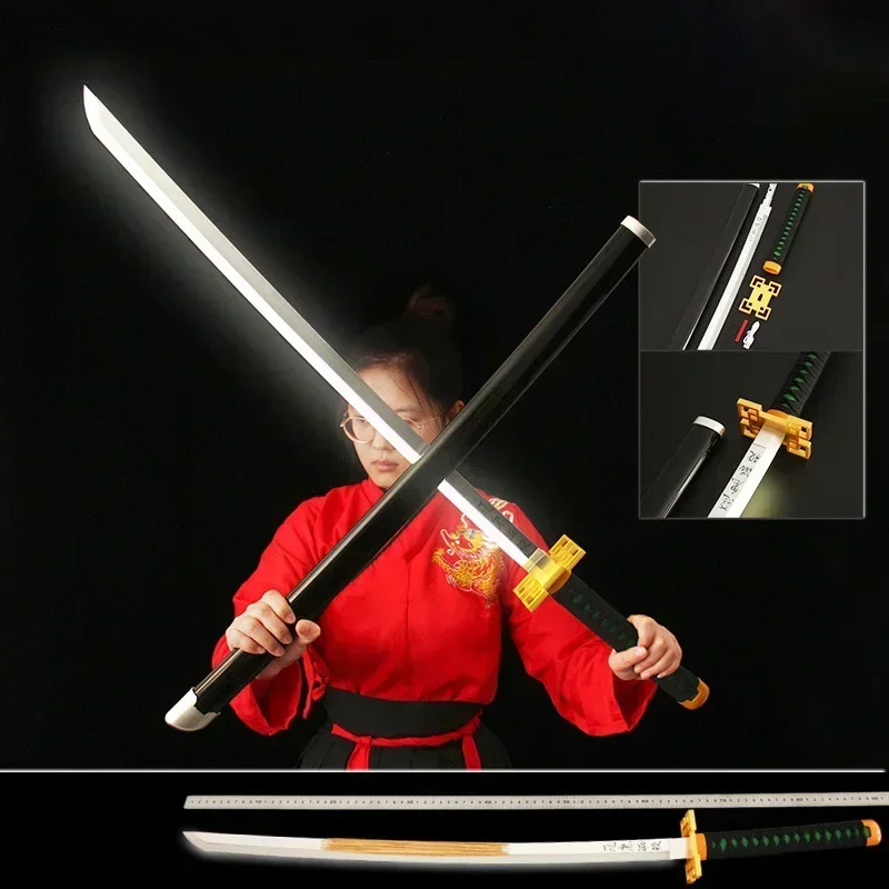 104cm Demon Slayer Anime Katana Nichirin Blade Wooden Samurai Sword Charge Luminescence Weapon Model for Cosplay Gifts Toys Boys 4