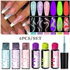 MEET ACROSS 6Pcs/Set Sparkly Reflective Line Gel Nail Polish Glitter Superflash Nail Art Liner Gel DIY Painting Drawing Gel Kit 4