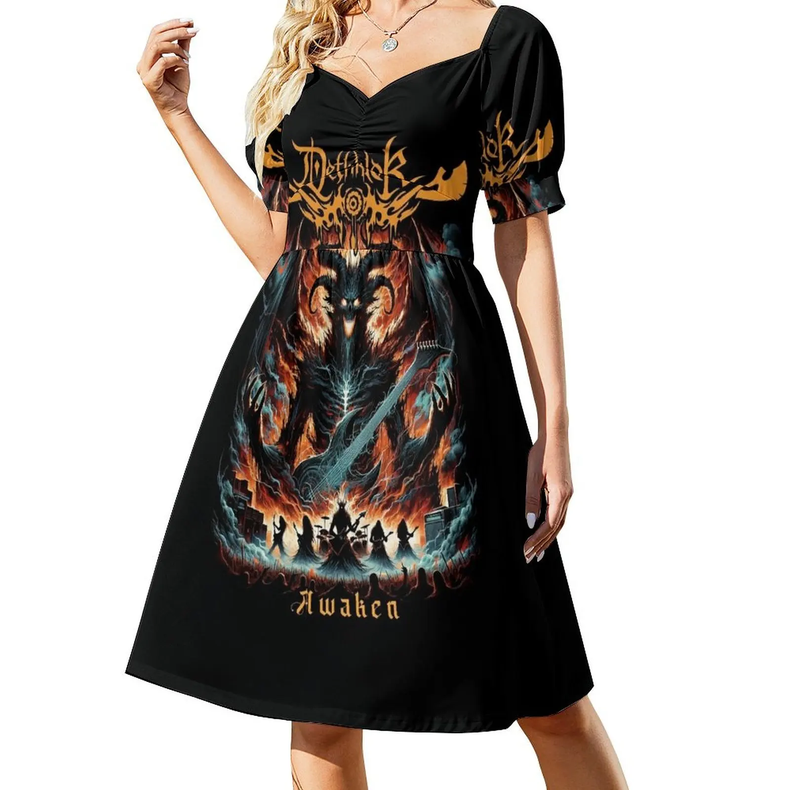 Vestido de manga corta Dethklok Awaken vestido para mujer vestido de verano verano verano mujer