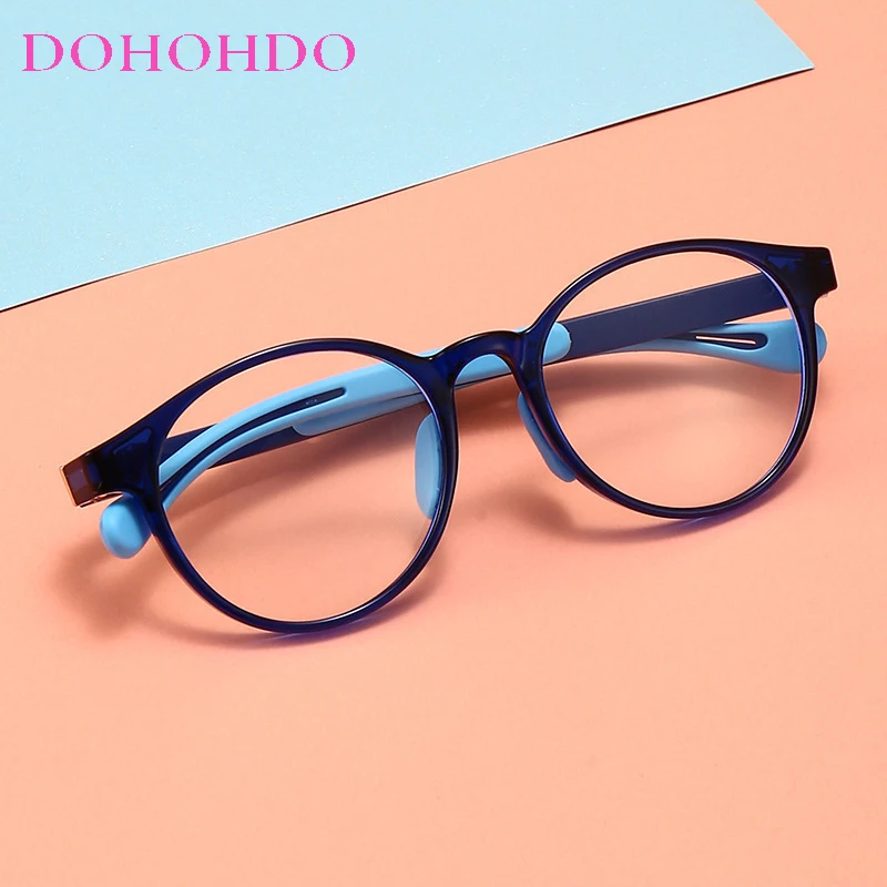 Anti Blue Light Glasses Without Graduation For Kids Girl TR90 Round Optical Medical Glasses Frames Children Computer Eyeglasses