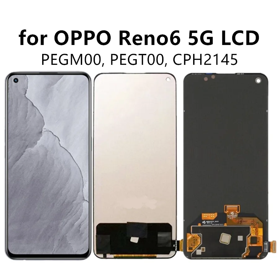 

AMOLED TFT LCD Screen for OPPO Reno6 5G, Touch Screen, Digital Converter, Assembly Replacement, PEQM00, CPH2251, 6.43"