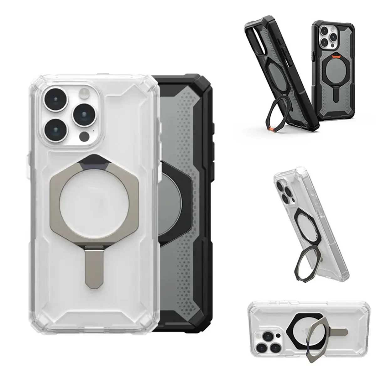 Magnetic Kickstand Rugged Armor Shockproof Case with MagSafe Compatibility