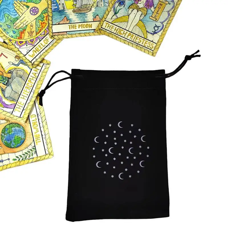 

Tarot Card Bag 10x18cm Moon Star Printing Tarot Dice Bag Mystical Hands Pattern Drawstring Pouch Anti Lost Oracle Decks Pouch