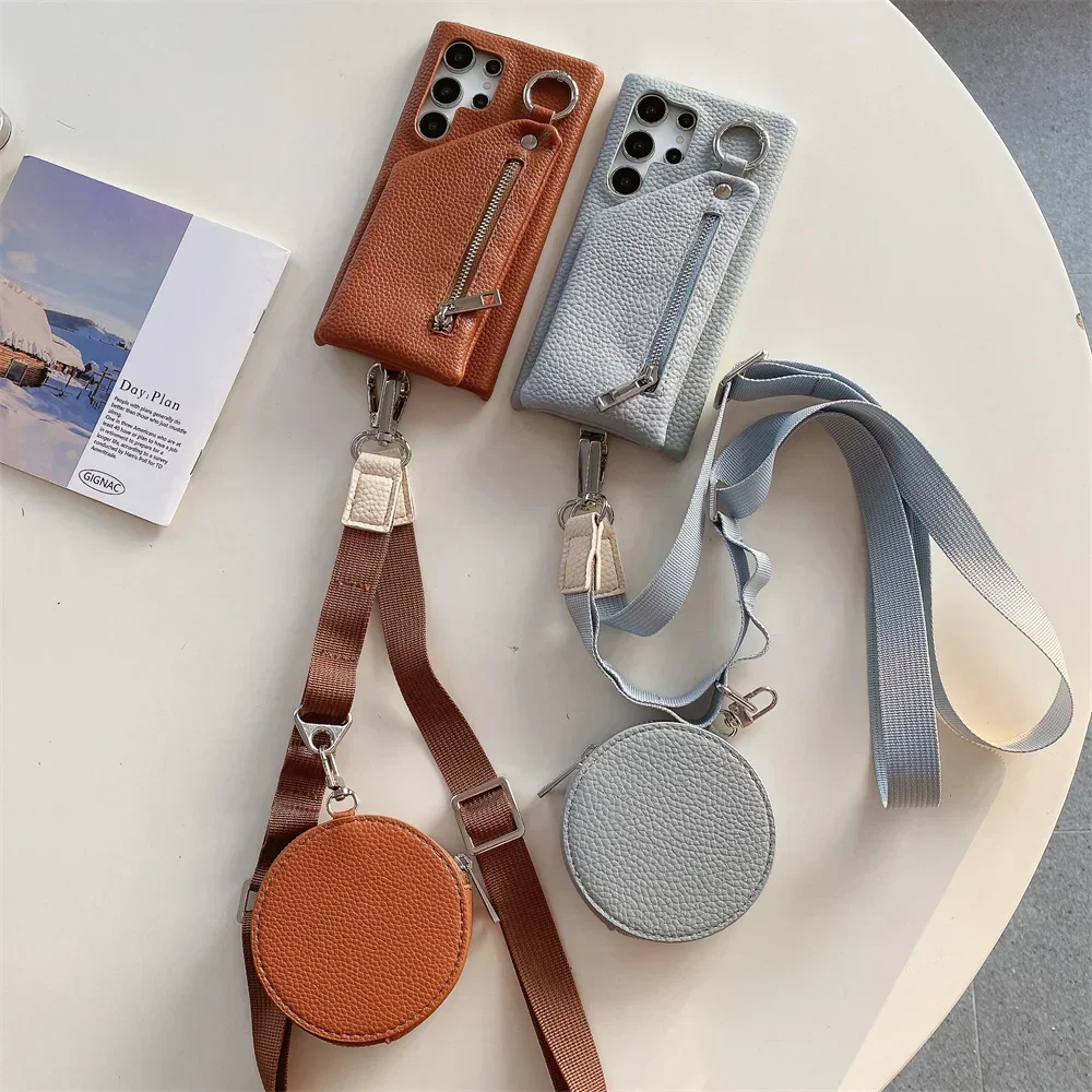Leather Wallet Coin Purse Crossbody Phone Case with Card Pocket
