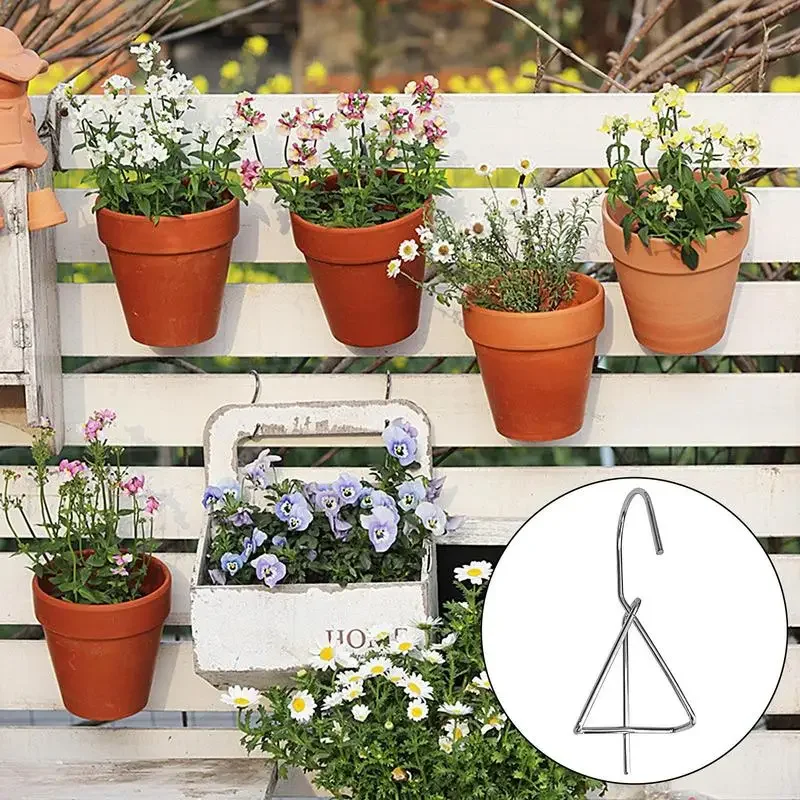 6 Crochets Suspendus Pour Pots De Fleurs En Terre Cuite - Accroches Murales En Métal Pour Jardin Intérieur/Extérieur