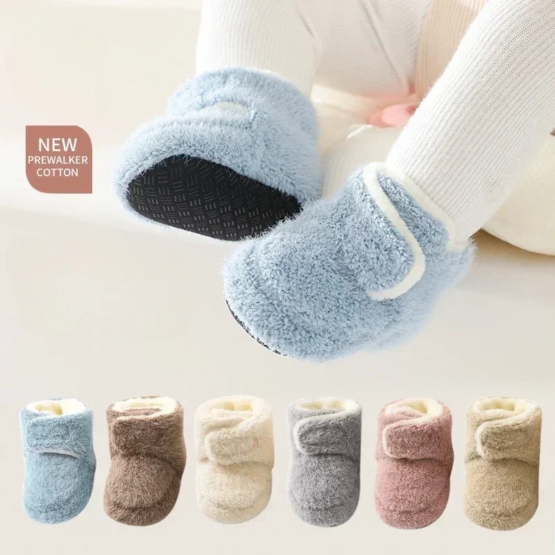 Winter Newborn Baby Warm Wool Shoes Anti Slip Boots Plush Soft Soled Infant Toddler Kids Socks