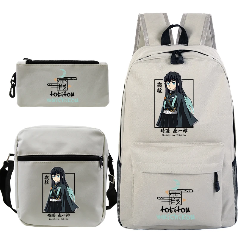 

Tokitou Muichirou 3pcs/set Backpacks Demon Slayer Anime School Bag Trendy Mochila Hombre Casual Bolsos Mujer New Messenger Bag