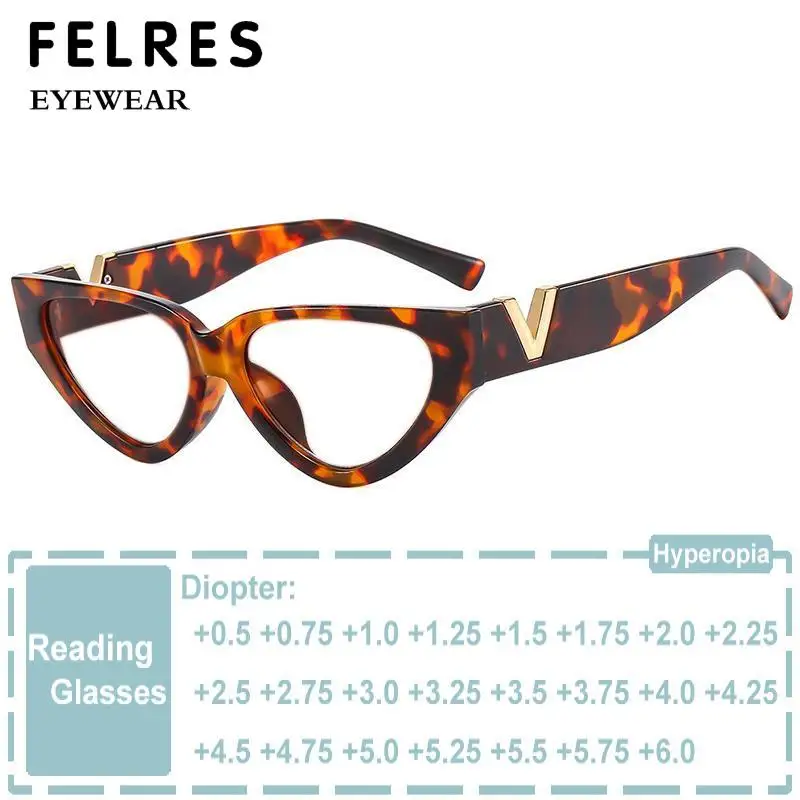 

Ретро треугольные очки для чтения «кошачий глаз» с V-образной буквой и маленькой оправой для женщин, очки для дальнозоркости с защитой от синего света