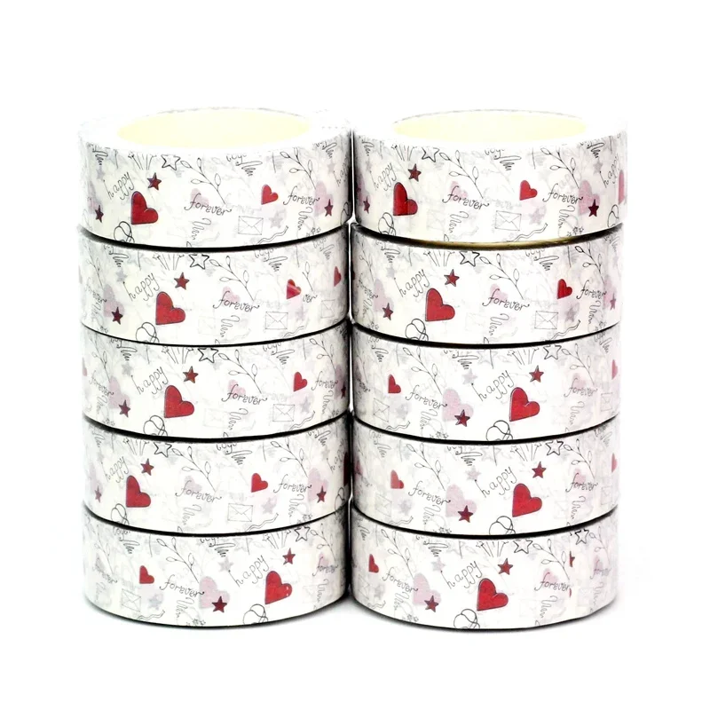 

10PCS Deco Romantic Hand Drawn Rose Heart Washi Tapes for Scrapbooking Journaling Masking Tape Kawaii Papeleria Supplies