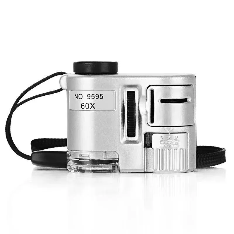60X Handheld Magnifying Glass Mini Pocket Microscope Loupe Currency Detector Jeweler Magnifier With LED Light magnifying glass jewelry magnifier jewelry magnifying glass
