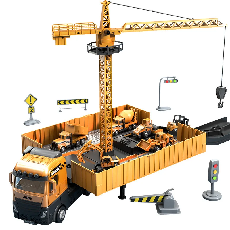Children's container container truck Alloy engineering excavator crane truck set storage toy car