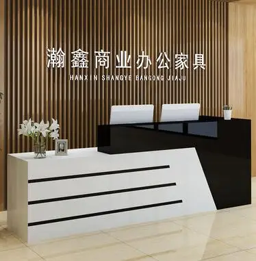 Simple modern front desk reception desk reception education and training bar corner paint cashier counter