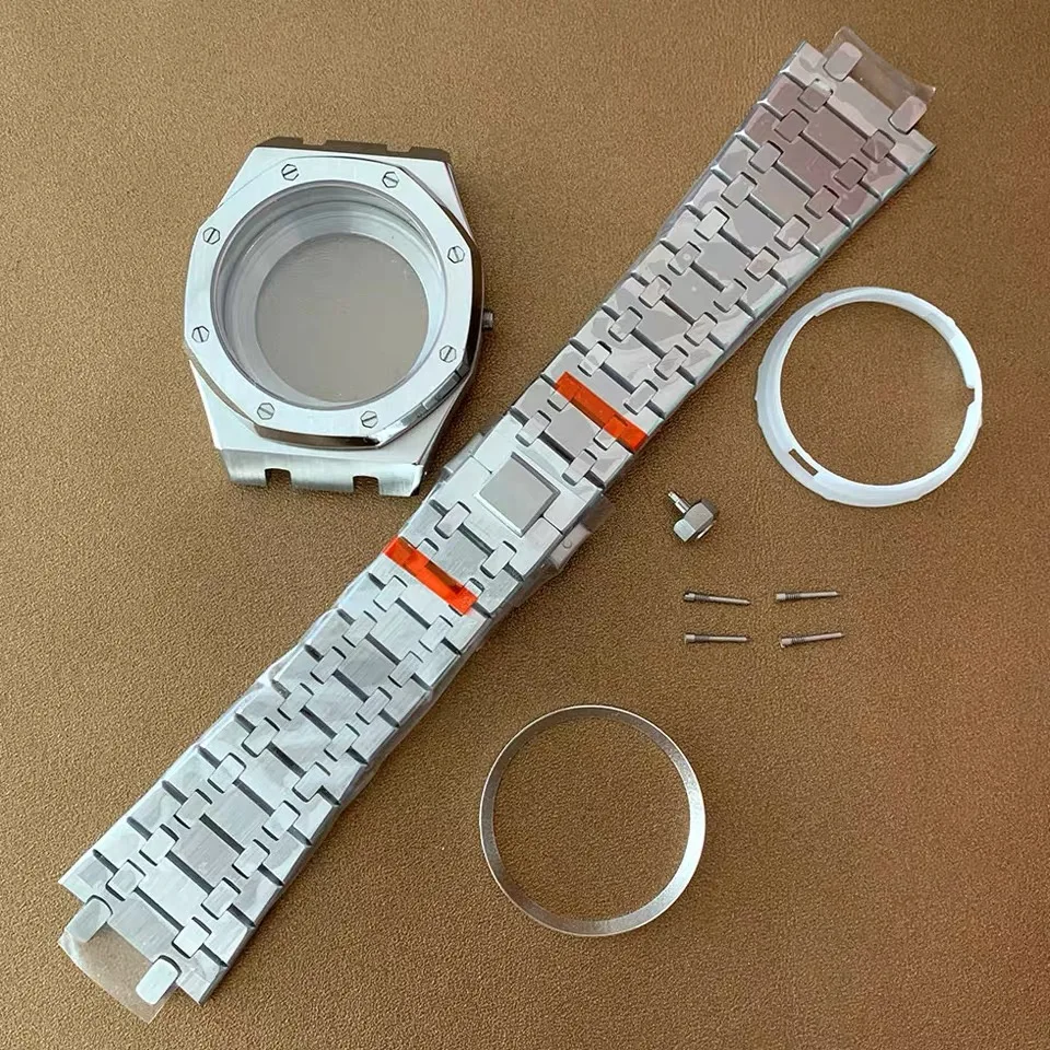 41mm Hochwertiges 316L Edelstahl Silber + Ring Saphirglas Uhrengehäuse Fit NH35/NH36 Automatikwerk Uhrenzubehör – Detail 14
