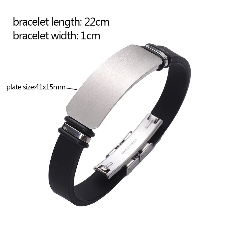 10pcs Stainless Steel Plate Blank To Record Silicone Bracelets Metal Plate Blank For Engrave Silicone Bracelet Mirror Polished 2