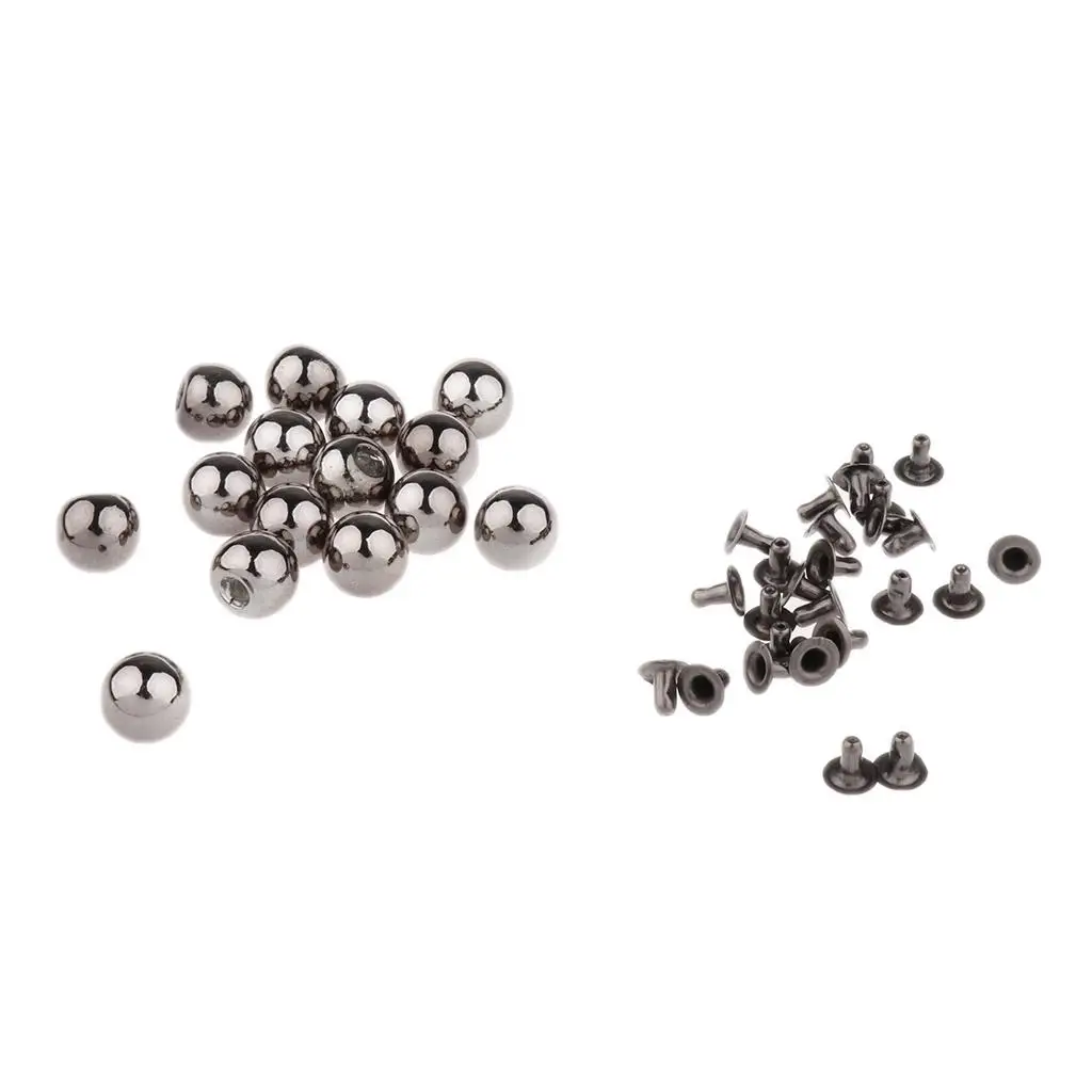 15 Sets 10mm Plastic Pearl Ball Studs Rivet Screw for DIY Leather Crafts