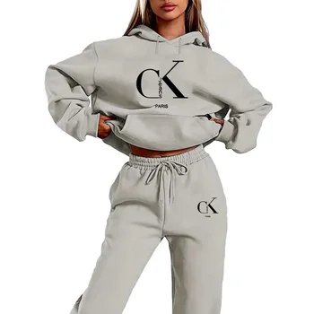 Women'S Casual Winter Hoodie and Pants Set - Black with White Logo Drawstring Hooded Sweatshirt & Joggers All-Season Comfort 1