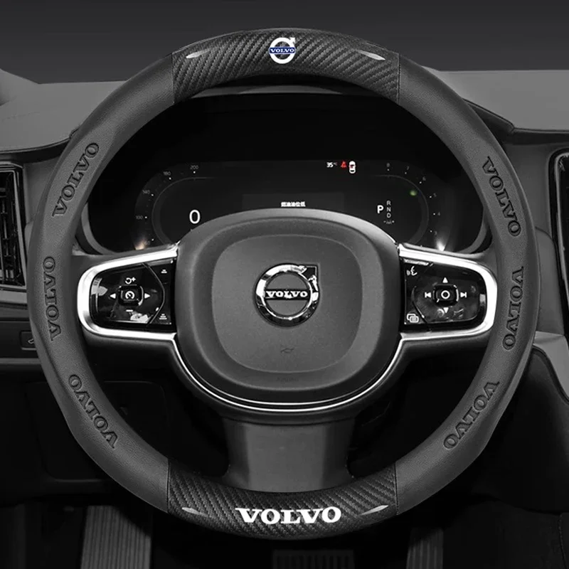 steering wheel cover for Volvo XC40 XC60 XC70 XC90 S40 S60 S80 S90 V40 V60 V70 V90 C70 carbon fiber leather car steering wheel cover