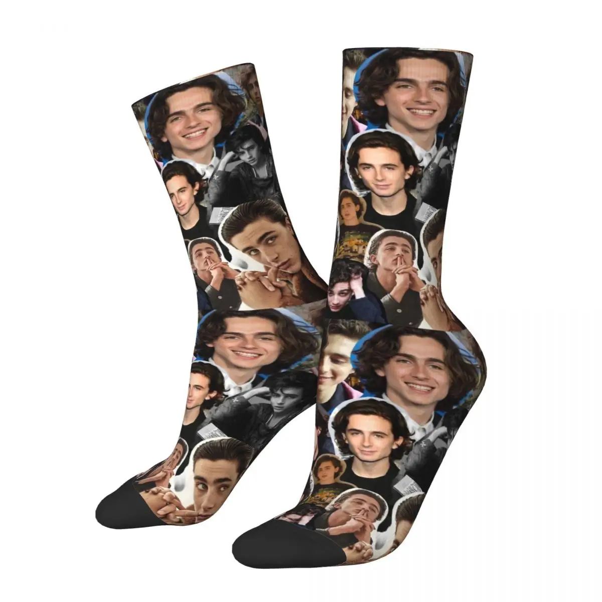 

Timothee Chalamet Collage Socks Call Me by Your Name Socks Harajuku Spring Summer Autumn Winter Middle Tube Stockings Gifts