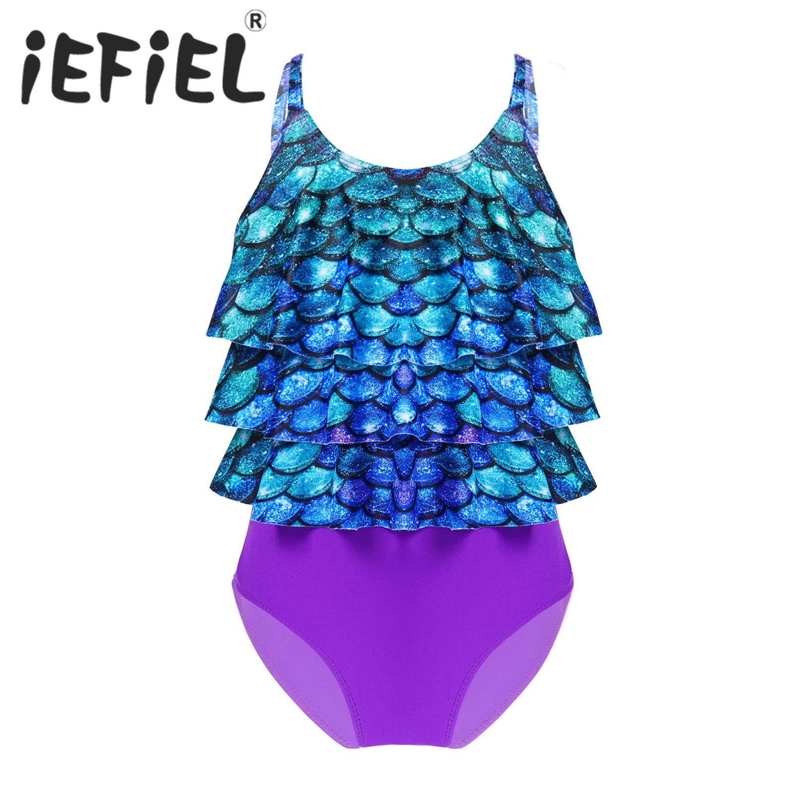 

Kid Girls One-piece Swimsuit Swimwear Bodysuit Sleeveless Ruffle Trim Swimming Bathing Suits Beachwear Sufing Rashguard Jumpsuit