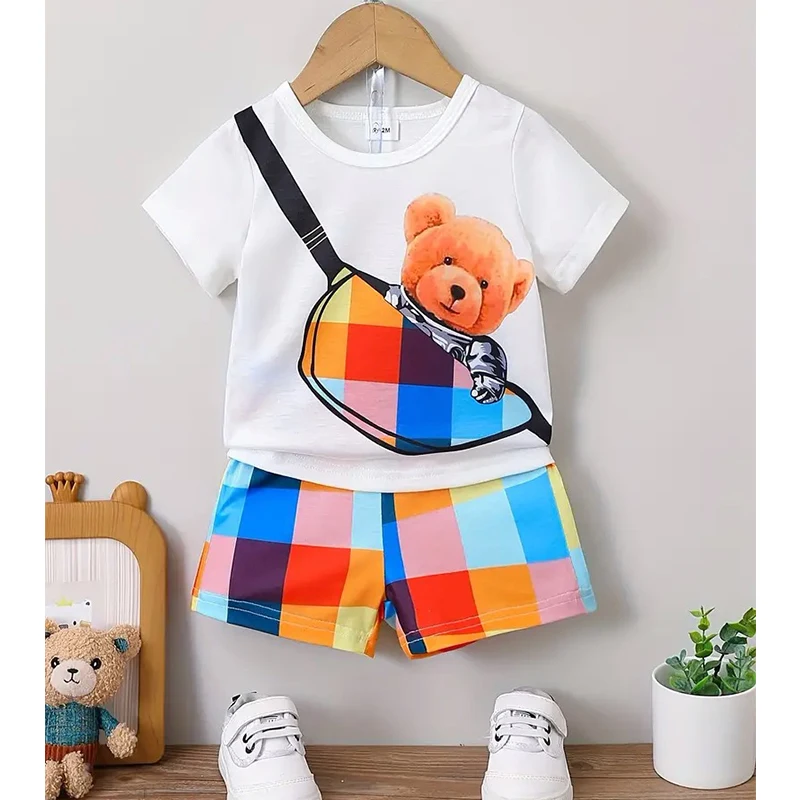 Floerns Conjunto De 2 Piezas Para Niña Pequeña Con Camiseta Peplum Y Pantalones Cortos Con Bolsas, Caqui