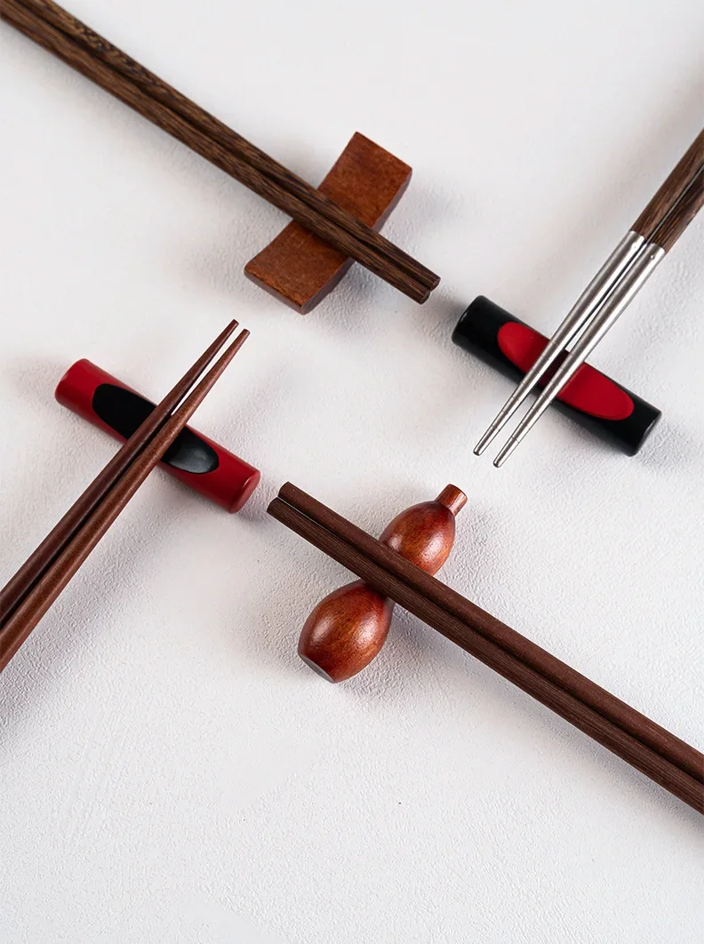 5 Supporti Per Bacchette In Legno A Forma Di Foglia - Porta Bacchette Giapponese Style - Foto 8