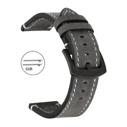 Genuine Retro Calf Leather Watchband Strap - Premium Sport Belt for 22mm (Gray)